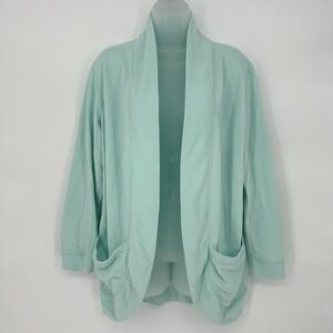 Tommy Bahama Sz M Aqua Open Front‎ Cardigan Sweater Pocket Slouchy Oversized